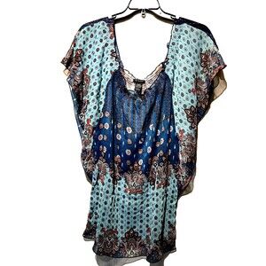 SAM & MAX Ladies blouse with kimono sleeves, elastic waist, neck line SIZE LARGE